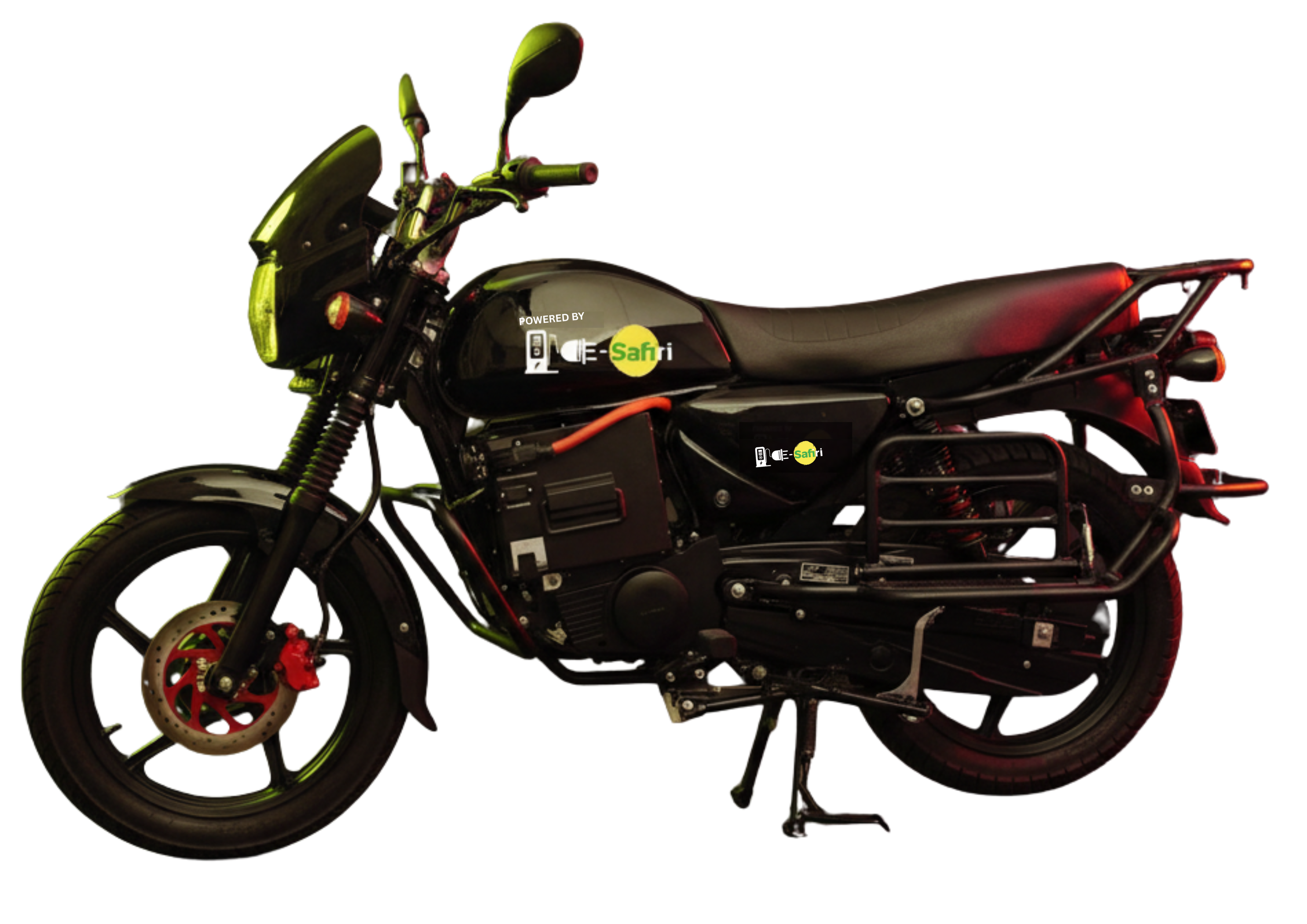 A rider on an E-Safiri electric two-wheeler